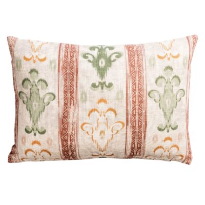 Saffron Stripe Linen Blend Boudoir Cushion in Terracotta