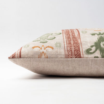 Saffron Stripe Linen Blend Boudoir Cushion in Terracotta