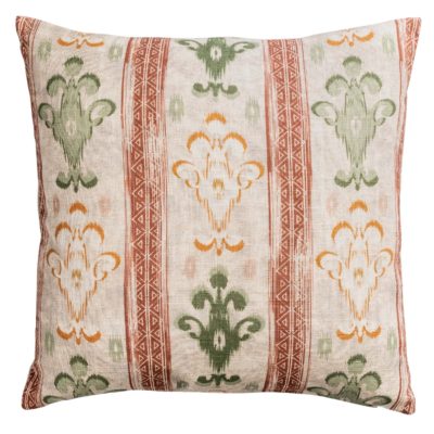 Saffron Stripe Linen Blend Cushion in Terracotta