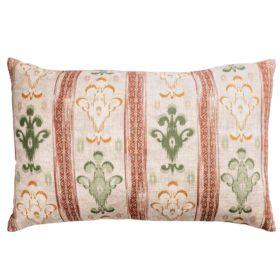 Saffron Stripe Linen Blend XL Rectangular Cushion in Terracotta