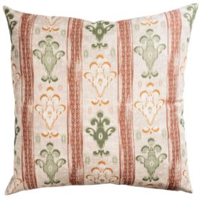 Saffron Stripe Linen Blend Extra-Large Cushion in Terracotta