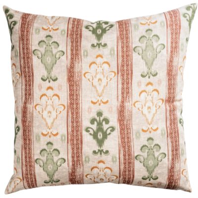 Saffron Stripe Linen Blend Extra-Large Cushion in Terracotta