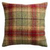 Glenmore Wool Check Cushion in Moss Green and Cranberry