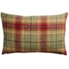 Glenmore Wool Check XL Rectangular Cushion in Moss Green and Cranberry
