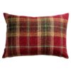 Glenmore Wool Check Boudoir Cushion in Autumn Red and Green