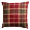 Glenmore Wool Check Cushion in Autumn Red and Green