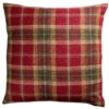 Glenmore Wool Check Extra-Large Cushion in Autumn Red and Green