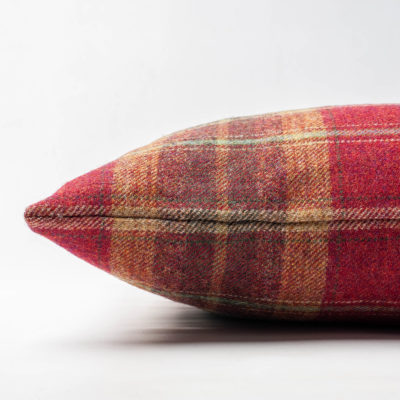 Glenmore Wool Check Cushion in Autumn Red and Green
