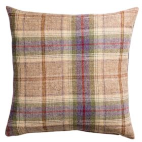 Glenmore Wool Check Cushion in Natural and Heather