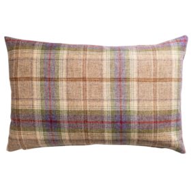 Glenmore Wool Check XL Rectangular Cushion in Natural and Heather