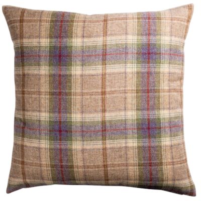 Glenmore Wool Check Extra-Large Cushion in Natural and Heather