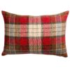 Lockwood Wool Check Boudoir Cushion in Cranberry Red
