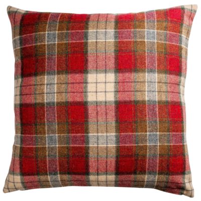 Lockwood Wool Check Extra-Large Cushion in Cranberry Red