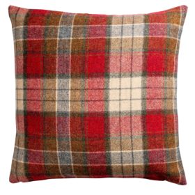 Lockwood Wool Check Cushion in Cranberry Red