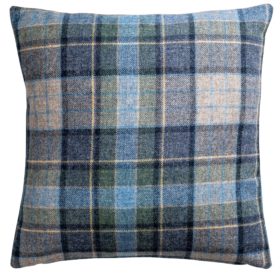 Lockwood Wool Check Cushion in Denim Blue