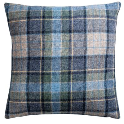 Lockwood Wool Check Cushion in Denim Blue