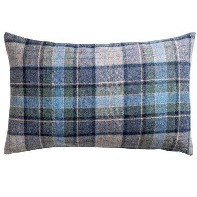 Lockwood Wool Check XL Rectangular Cushion in Deniml Blue