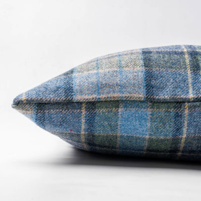 Lockwood Wool Check XL Rectangular Cushion in Deniml Blue