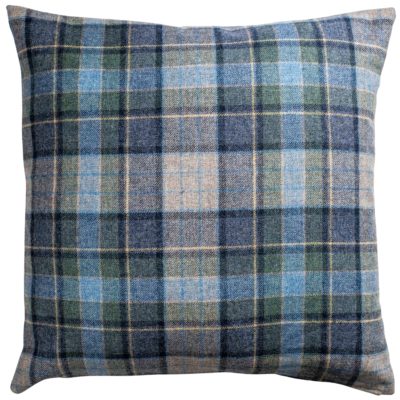 Lockwood Wool Check Extra-Large Cushion in Denim Blue
