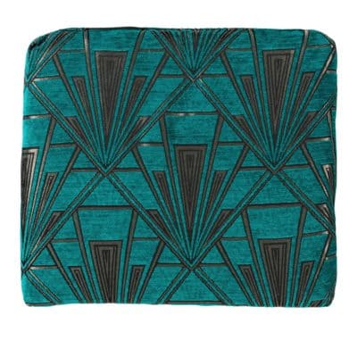 Art Deco Geometric Firm Foam Seat Pad in Teal Blue and Silver