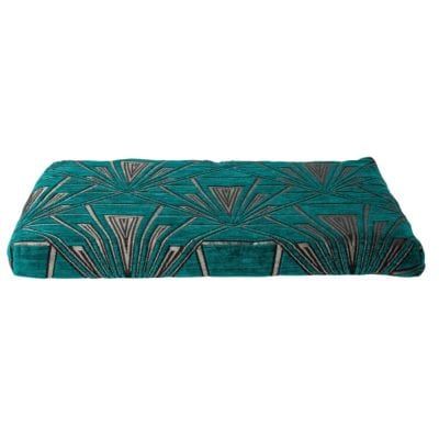 Art Deco Geometric Firm Foam Seat Pad in Teal Blue and Silver