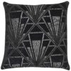 Art Deco Geometric Velvet Chenille Cushion in Black and Silver