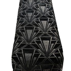 Art Deco Geometric Table Runner in Black and Silver