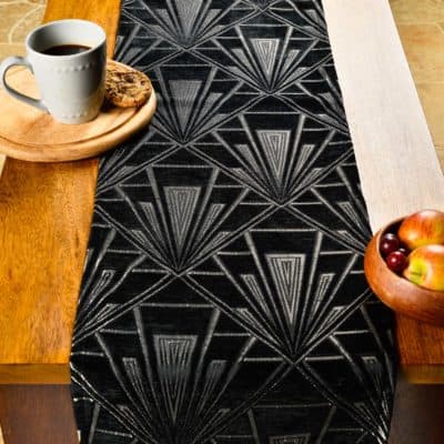 Art Deco Geometric Table Runner in Black and Silver