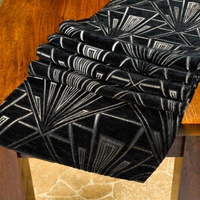 Art Deco Geometric Table Runner in Black and Silver