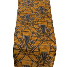 Art Deco Geometric Velvet Chenille Table Runner in Gold and Silver