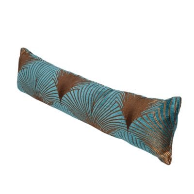 Art Deco Fan Velvet Chenille Draught Excluder in Teal and Gold