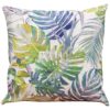 Canvas Leaf Print Cushion in Blue and Green