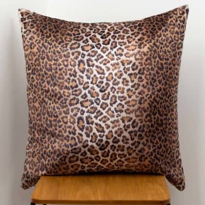 Velvet Leopard Print Extra-Large Cushion in Bronze