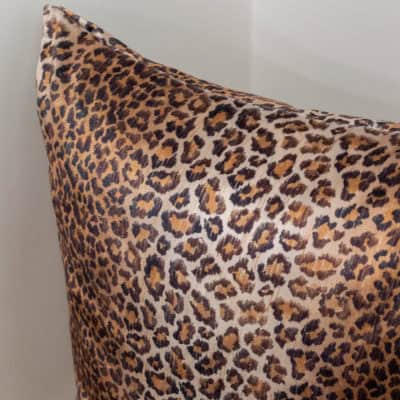 Velvet Leopard Print Extra-Large Cushion in Bronze