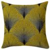 XL Art Deco Fan Cushion in Ochre and Silver