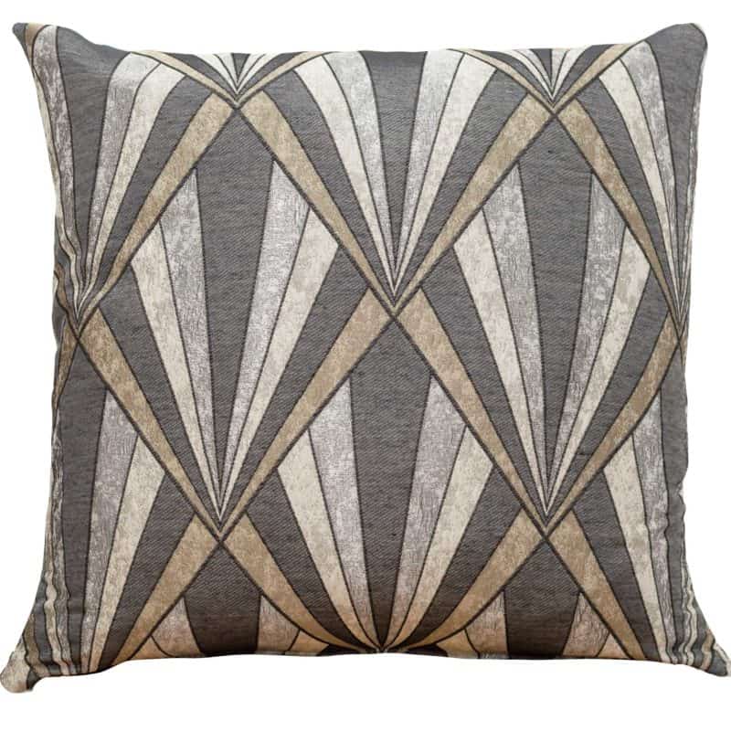 Art Deco Geometric Cushion in Slate Grey