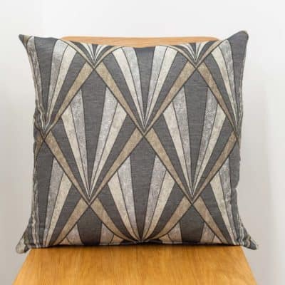 Art Deco Geometric Cushion in Slate Grey