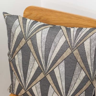 Art Deco Geometric Cushion in Slate Grey