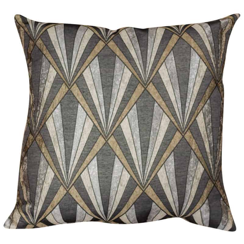 XL Art Deco Geometric Cushion in Grey and Copper