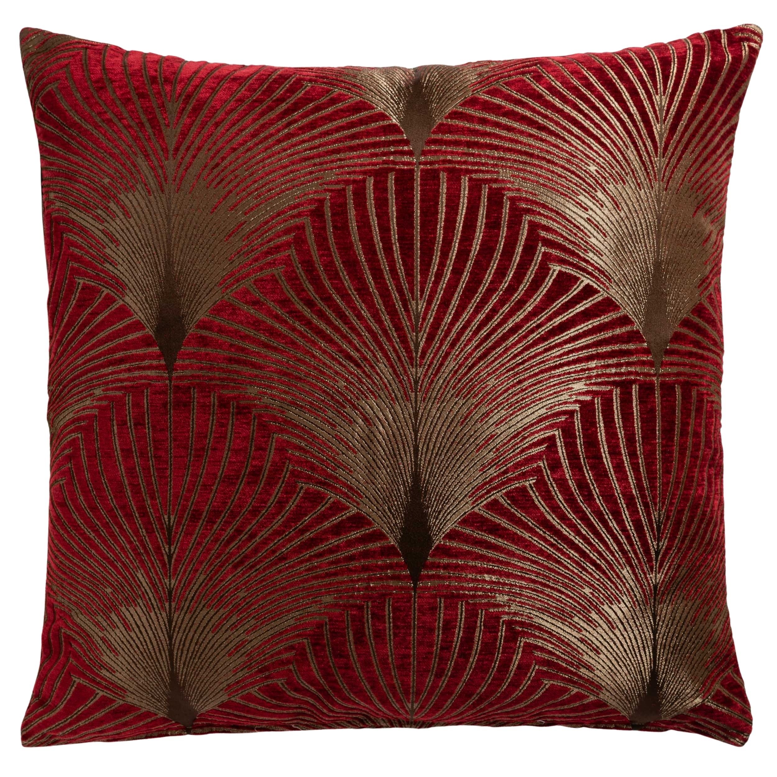Art Deco Fan Extra-Large Cushion in Red and Gold
