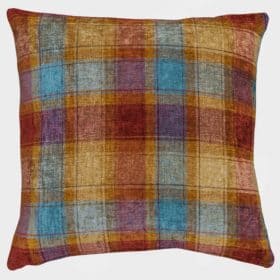 Extra-Large Highland Chenille Check Cushion in Burnt Orange