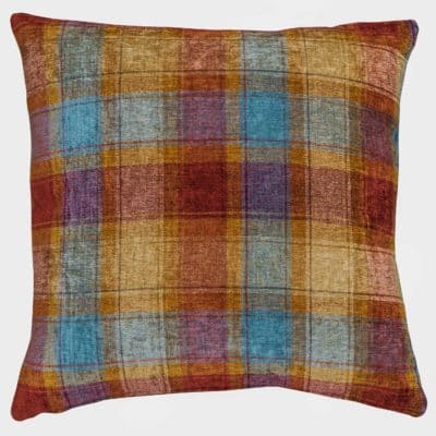 Extra-Large Highland Chenille Check Cushion in Burnt Orange