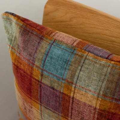 Extra-Large Highland Chenille Check Cushion in Burnt Orange