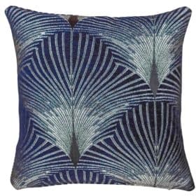 Art Deco Fan Cushion in Navy Blue & Silver