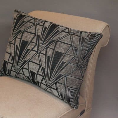 Art Deco Geometric XL Rectangular Cushion in Grey and Silver