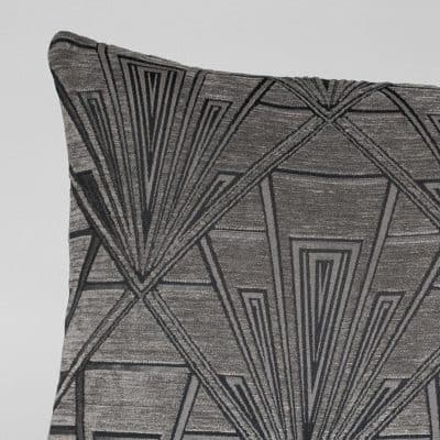 Art Deco Geometric XL Rectangular Cushion in Grey and Silver