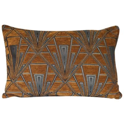 Art Deco Geometric XL Rectangular Cushion in Gold and Silver