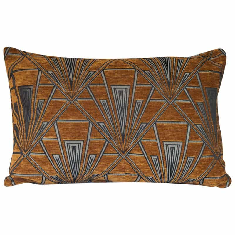 Art Deco Geometric XL Rectangular Cushion in Gold and Silver
