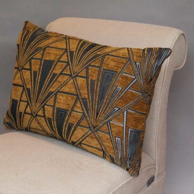 Art Deco Geometric XL Rectangular Cushion in Gold and Silver