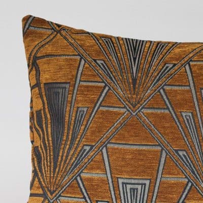 Art Deco Geometric XL Rectangular Cushion in Gold and Silver